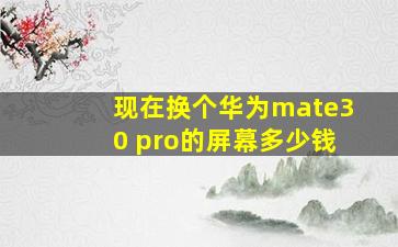 现在换个华为mate30 pro的屏幕多少钱